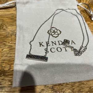 Kendra Scott multi color drusy bar necklace silver